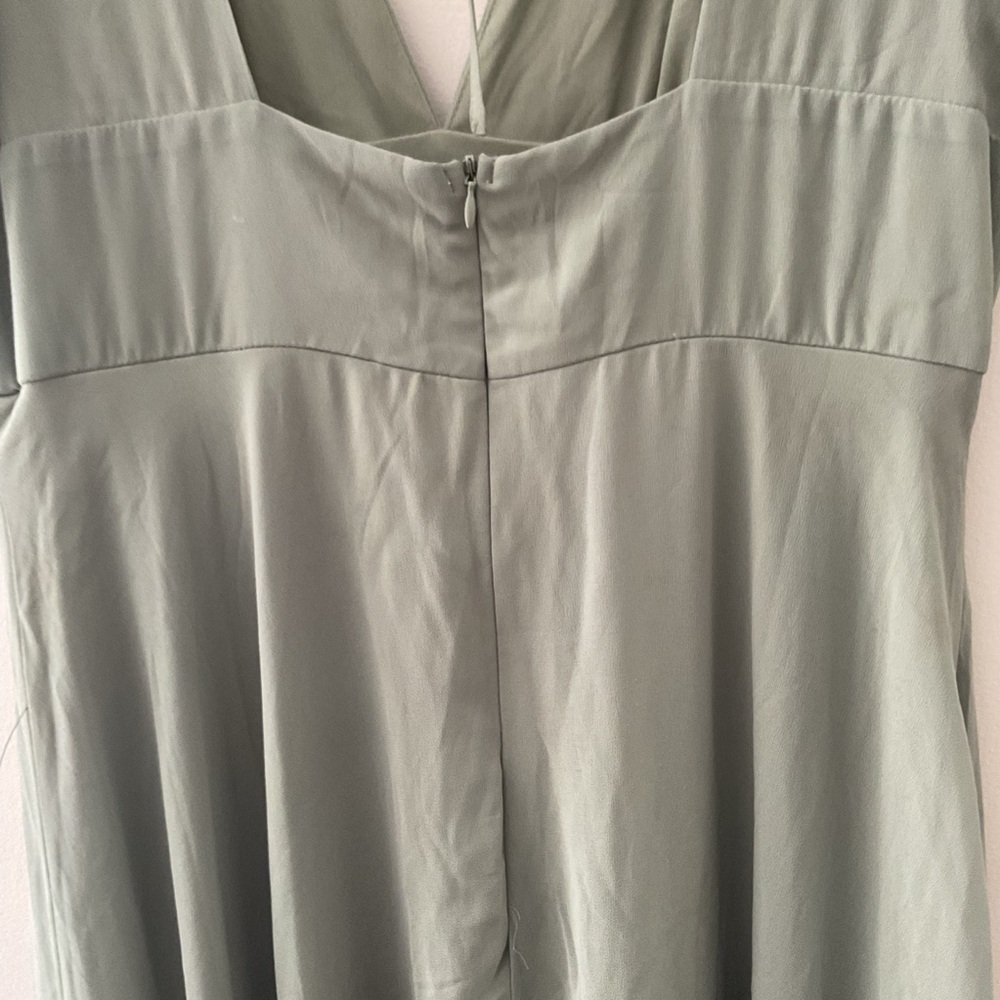 Lulus Promise of Love Sage Brush Green Line Skirt Chiffon Maxi Dress XL - Picture 10 of 16